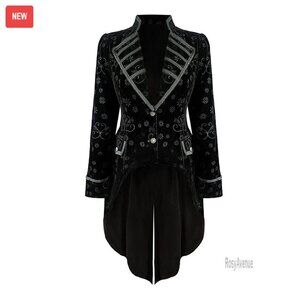 Velvet Gothic Coat Medieval Formal Casual Costume Jacket